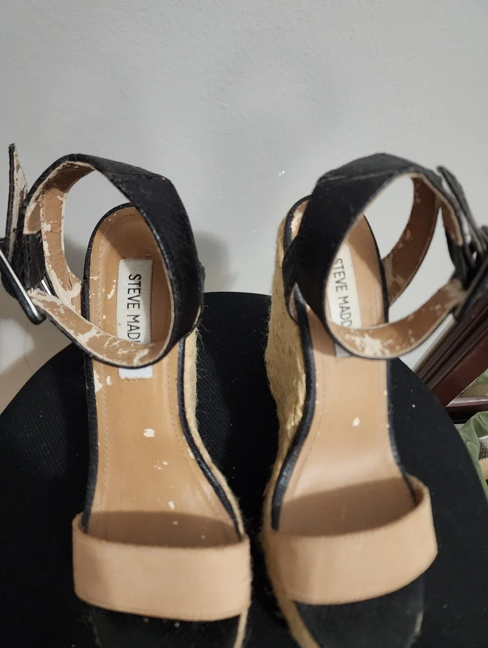 Steve Madden Black / Tan Wedges